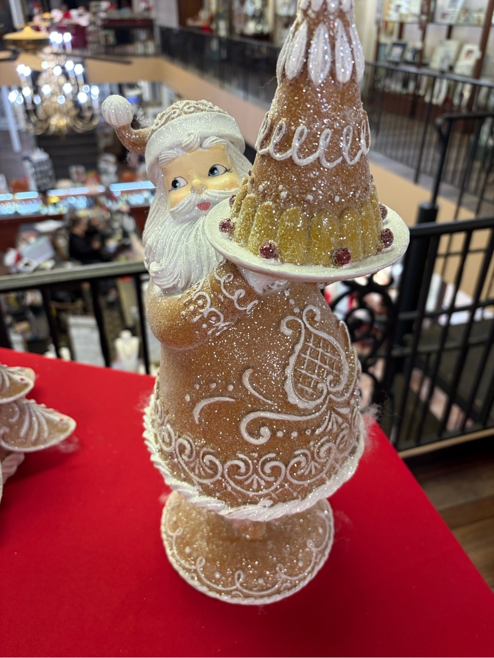 Glittered Gold Santa Figurine Holiday Decor